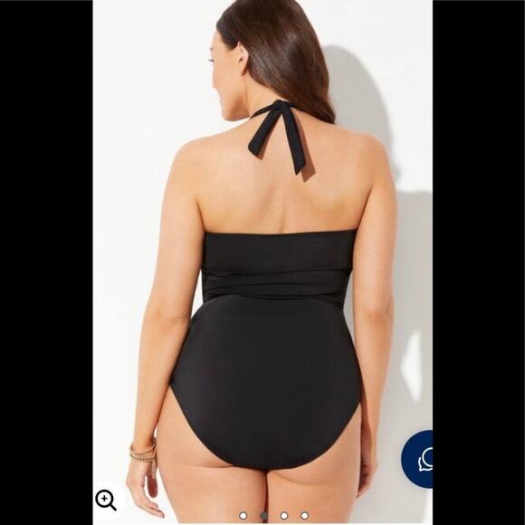 Swimsuits For All Green&Purple Tropical Halter Tie One Piece Swimsuit Sz.16 - Picture 3 of 16